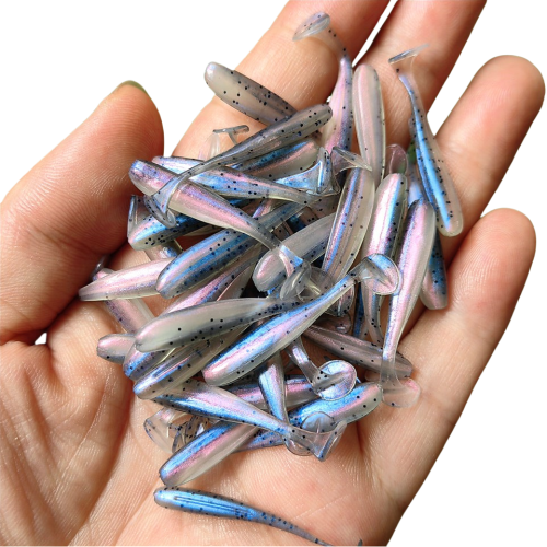 Image of 50-Piece Soft Plastic T-Tail Worm Lures Set - 0.35g, 35mm Artificial Bait for Bass, Pike, and Panfish Fishing
