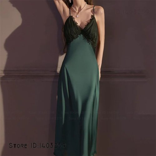 Afbeelding van Nieuwe Vrouwelijke 2 Stuks Gewaad Set Nachtjapon Sexy Kant Lange Kimono Badjas Gown Zijde Satijn Loungewear Zomer Nachtkleding Lingerie homewear