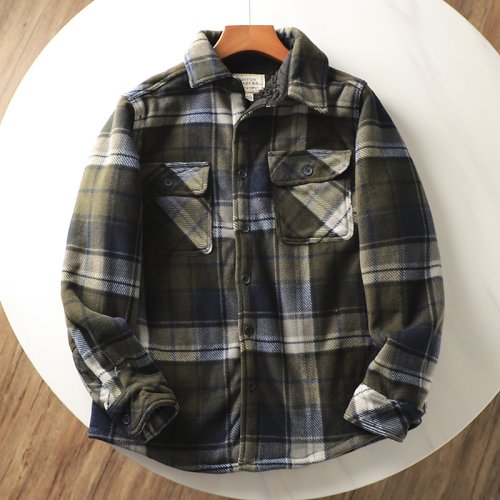 Imagen de Otoño Invierno, camisa cálida de forro polar para hombre, chaquetas gruesas de manga larga de franel...
