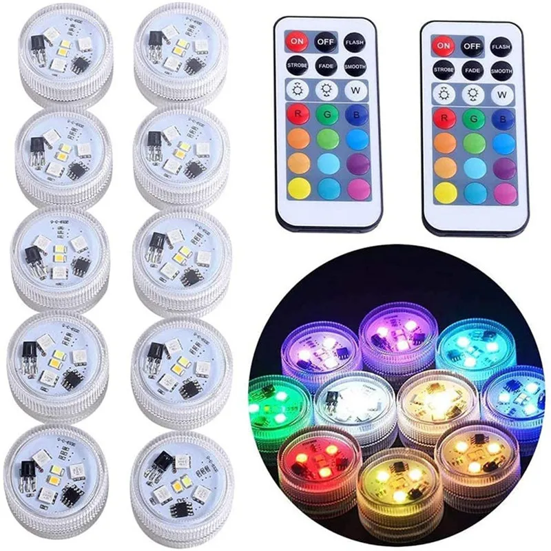 Afbeelding van Waterdichte LED Onderwaterverlichting met Afstandsbediening – 16 Kleuren RGB Dompellamp voor Tuin, Viering en Feestdecoratie