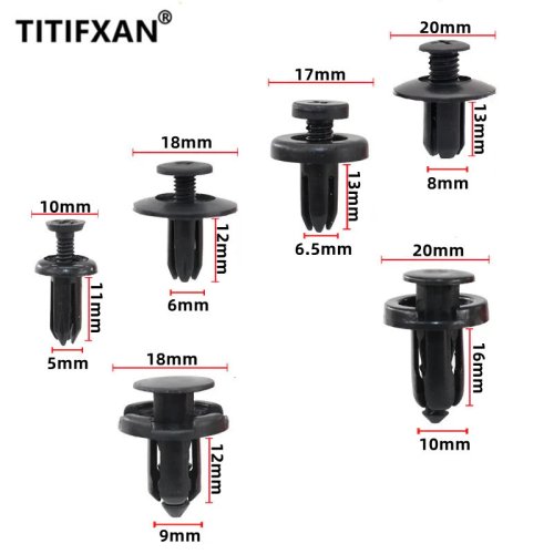 Afbeelding van 60 stuks klinknagels in diverse maten (5mm, 6mm, 7mm, 8mm, 9mm, 10mm) voor auto bumper, spatbord, trimpanelen en interieuraccessoires – geschikt voor Honda, Nissan, Toyota, Hyundai