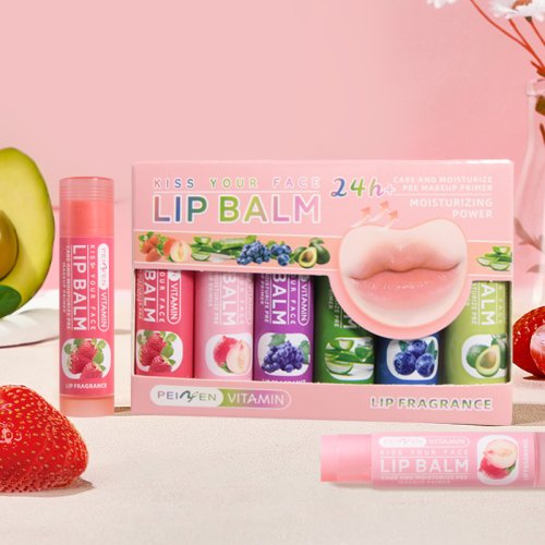 Image of Natural Multi-Fruit Essence Hydrating Lip Balm Set – Organic Moisturizing & Protective Daily Care for Lips, 6-Piece Gift Pack for Men and Women