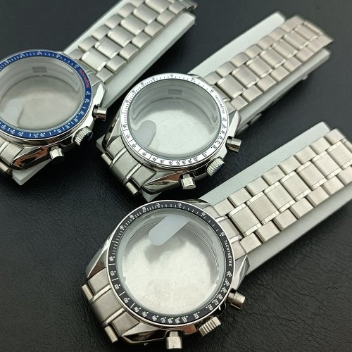 Immagine di Nuovo orologio da 39,7 mm Custodia con cover posteriore lunare in acciaio inossidabile FIT VK63 Custodia con movimento Accessori per orologi adatti per scatola per orologi con cinturino da 20 mm