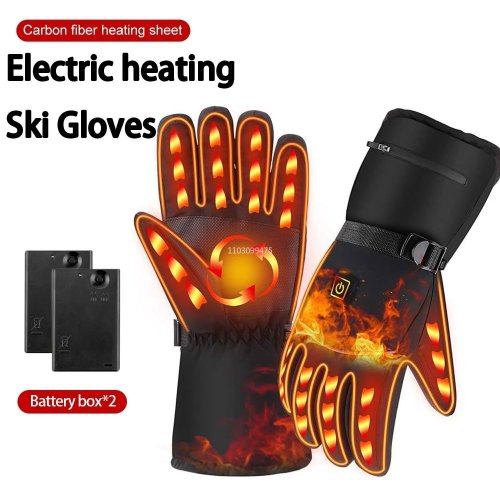 Immagine di Guanti da Sci Riscaldati Unisex Invernali con Custodia per Batteria, Ricarica USB, Touch Screen e Calore Duraturo per Attività all'Aperto