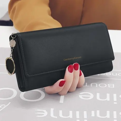 Image de Portefeuille Femme en Cuir PU Long & Multifonctionnel