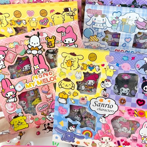 Bild von 100 Stück süße Sanrio Aufkleber – Kawaii Kinder- und Mädchen-Aufkleber, transparent, wasserdicht, My Melody & Kuromi, Cartoon-Sticker als Geburtstagsgeschenk