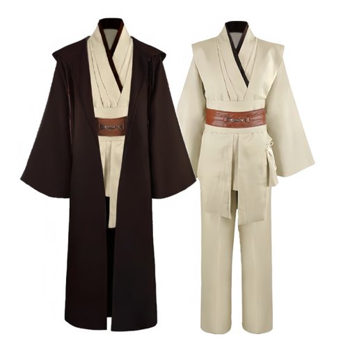 Bild von Obi-Wan Kenobi Herren-Kostüm mit Robe, Tunika und Umhang – Komplettes Jedi-Ritter-Outfit für Erwachsene zum Halloween-Cosplay
