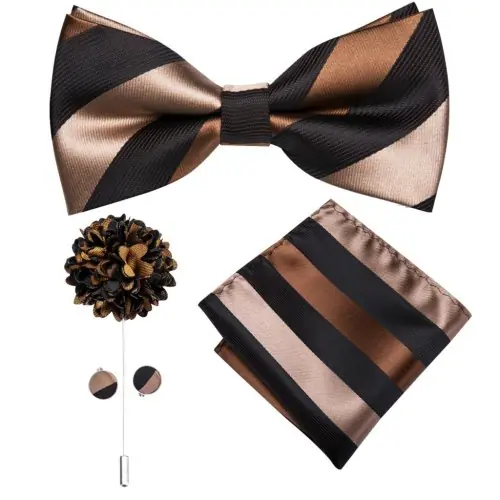 Image de Ensemble Nœud Papillon Homme Luxe Jaune - Soie & Accessoires de Mariage