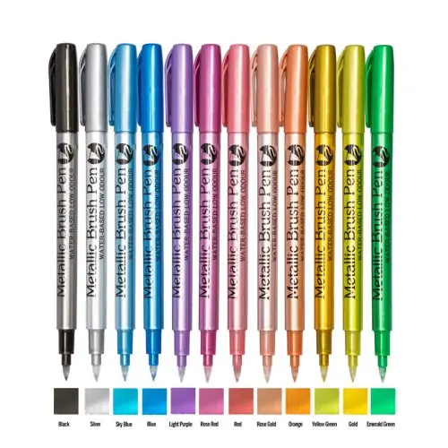 Image de Marqueurs Métalliques 12 Couleurs - Peinture sur Pierre, Bois, Tissu