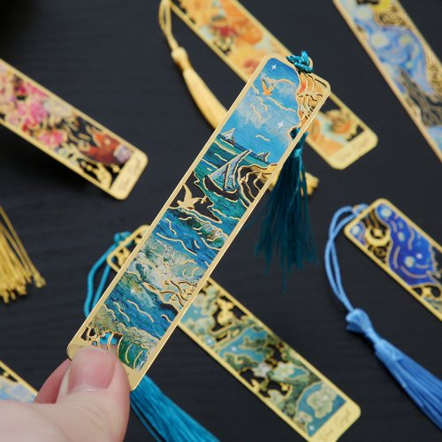 Bild von Retro Blumen-Malerei Metall-Lesezeichen mit Hohlprägung und Bronzefarbe, inkl. Quasten – Elegantes Geschenk für Bücherliebhaber, Leseklubs, Schreiber und Studenten