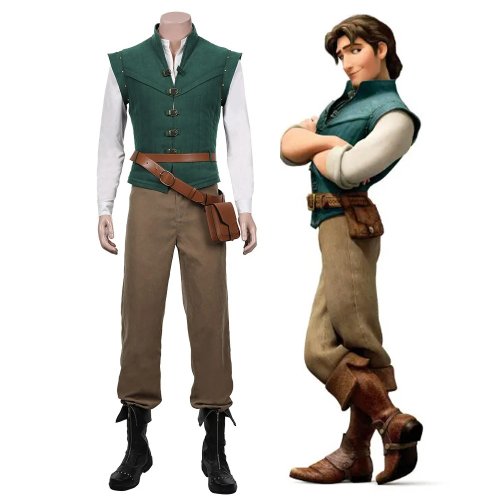 Afbeelding van Flynn Rider en Rapunzel Cosplay Kostuum voor Volwassenen - Prinses en Avonturier Outfit voor Carnaval, Halloween en Anime Feestjes