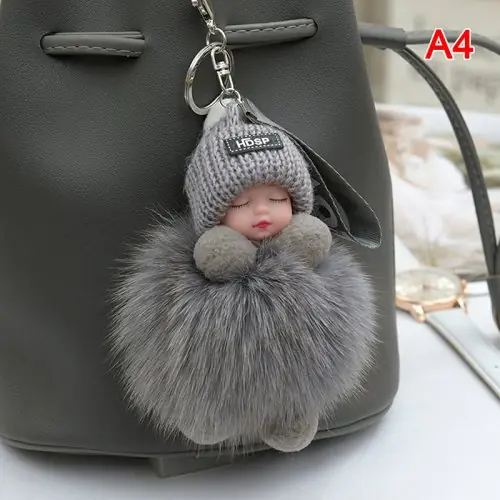 Image de Porte-clés Peluche Mignon - Poupée Dormeur avec Pompon