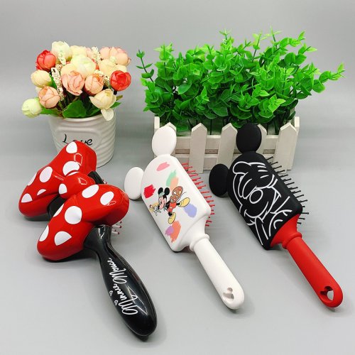 Afbeelding van Disney Mickey Mouse Elastische Kam met Minnie Strik - 3D Luchtkussen Haarverzorging voor Kinderen, Speelse Kam voor Meisjes en Make-up Accessoires