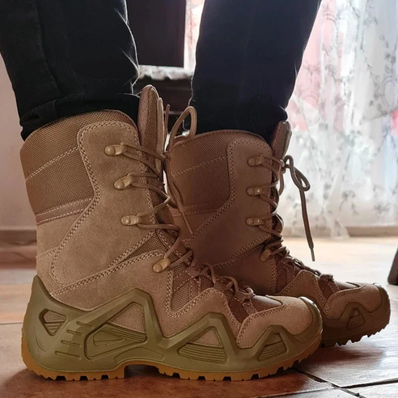 Zdjęcie Męskie buty turystyczne sznurowane, oddychające, trekkingowe i taktyczne – idealne na wycieczki, pustynię i duże rozmiary