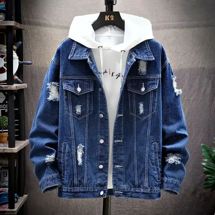 Image de Veste Jean Homme Déchirée 2025 - Style Décontracté & Tendance