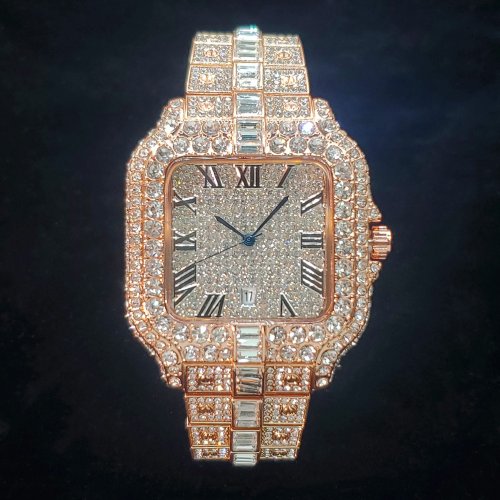 Imagen de Reloj de Lujo con Diamantes para Hombre - Estilo Hip Hop Ostentoso