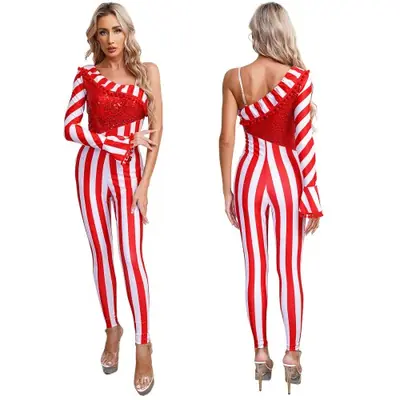 Image de Costume de Noël Pailleté - Justaucorps Canne de Bonbon