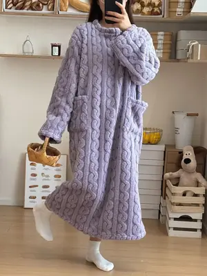 Image de Chemise de Nuit Hiver Flanelle Douce & Chaude