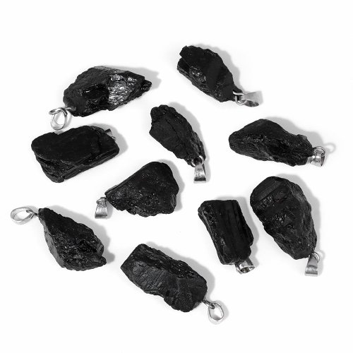 Imagen de Colgante Natural de Turmalina Negra Cruda Irregular de Alta Calidad – Piedra Curativa para Joyería DIY y Regalos Especiales