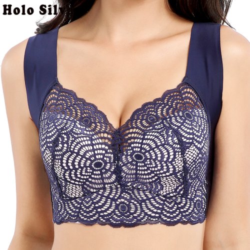 Immagine di Reggiseno Push-Up Senza Bordi in Pizzo Setoso - Taglia Plus Size