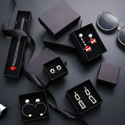 Image de Lot de 12 Boîtes de Présentation pour Bijoux - Gris & Noir
