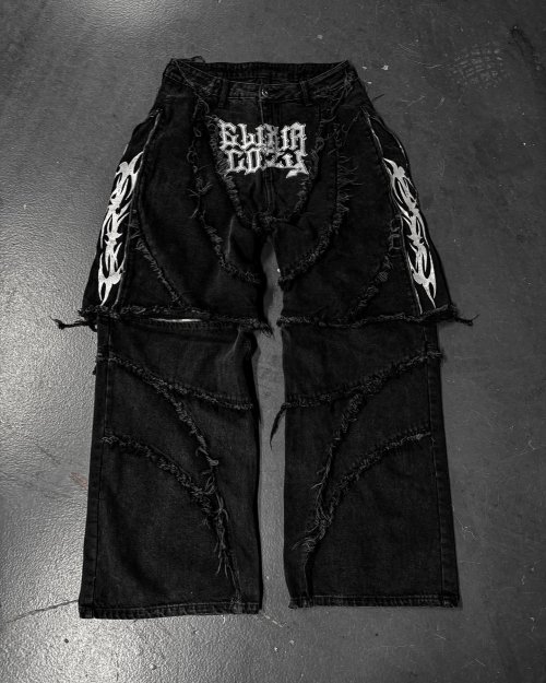 Immagine di Jeans Staccabili Uomo Retro Punk - Streetwear Baggy Nero
