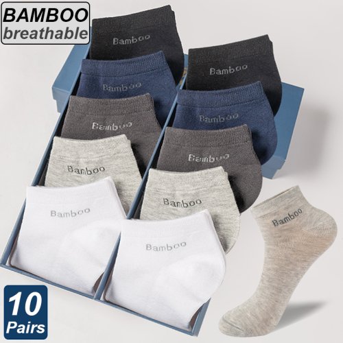 Immagine di Calzini da Uomo in Fibra di Bambù di Alta Qualità - Lotto da 10 Paia, Corti, Casual, Traspiranti e Antibatterici, Nero, Ideali per Uso Quotidiano e Business