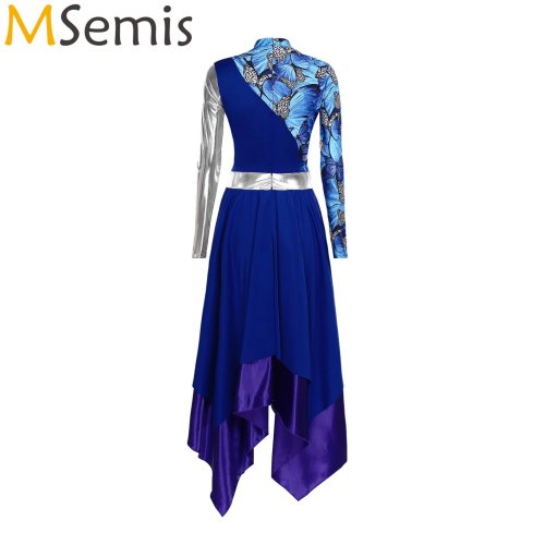 Immagine di Abiti da ballo lirico per balletto con stampa liturgica lucida metallizzata da donna, culto cristiano, coro della chiesa