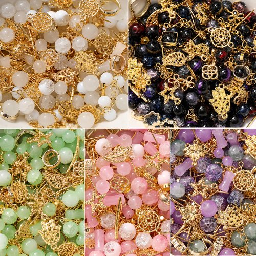 Image de Lot de perles de verre et pendentifs métal - Création de bijoux