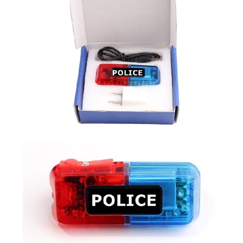 Image of Rechargeable Red and Blue LED Strobe Light with Clip – Portable Police-Style Flashing Warning Light for Personal Safety and Emergency Use