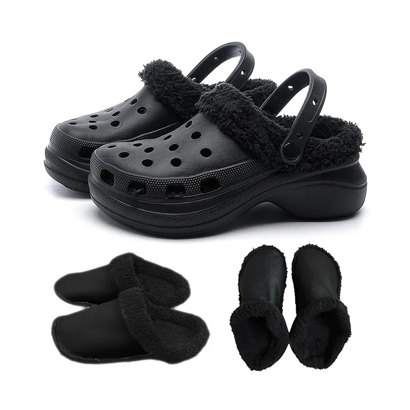 Imagen de Calcetines Tobilleros Cálidos de Invierno con Forro de Felpa Extraíble y Adornos para Zapatos - Plantillas Acolchadas para Mujeres y Hombres