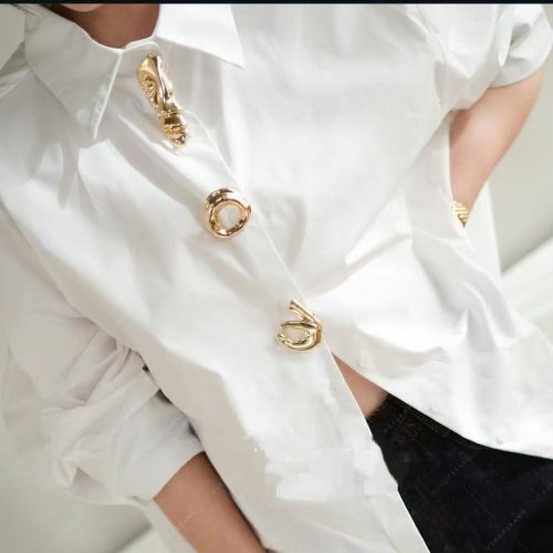 Image de Blouse Femme Automne 2025 - Coton Uni Manches Longues