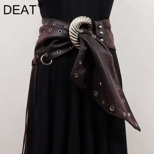 Immagine di Cintura da Donna in Pelle Vintage con Fibbia Metallica - Accessorio di Moda per Abbinamenti Eleganti e Casual