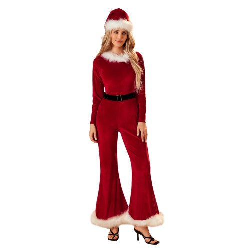 Bild von Weihnachtskostüm für Damen – Niedlicher Overall mit Mütze