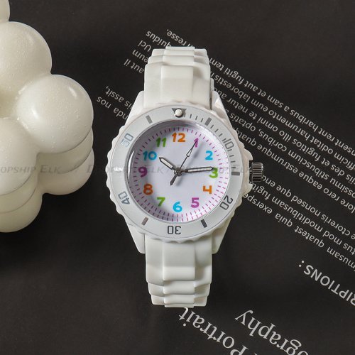 Bild von Niedliche Kinderuhr mit buntem Silikonarmband
