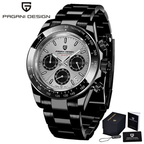 Imagen de Relojes de cuarzo V2 PAGANI DESIGN de 40mm para hombre, cronógrafo Retro de zafiro, reloj resistente al agua de acero inoxidable, reloj Masculino