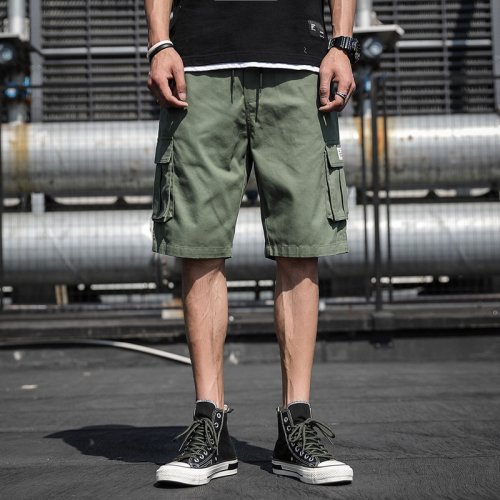 Immagine di Pantaloncini Cargo Mimetici da Uomo con Coulisse e Multitasche, Stile Casual Moderno per Attività all'Aperto, Disponibili in Diversi Colori