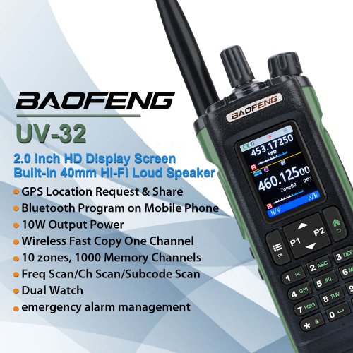 Afbeelding van Baofeng UV-32 Air Band Walkie Talkie – 10W GPS FM Tweerichtingsradio