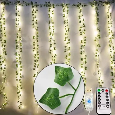 Image de Rideau Lumineux LED Feuilles de Lierre Artificiel