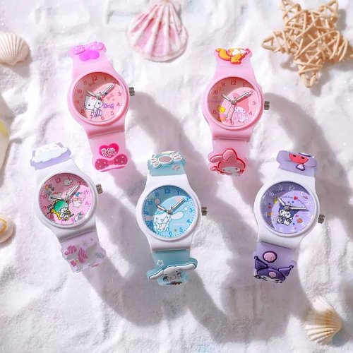 Imagen de Reloj Infantil Sanrio con Diseño 3D de Cinnamoroll y Hello Kitty, Resistente al Agua, Correa de Gel de Sílice Suave para Niños