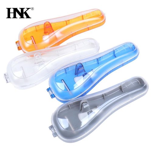 Draagbare Blauwe Scheermesjeshouder voor Heren – Compacte Reisbox voor Scheerapparaat en Accessoires