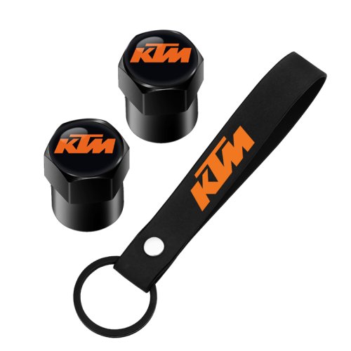 Immagine di Portachiavi Moto in Corda Scamosciata con Tappi Valvole in Metallo per KTM Duke, Adventure, RC 125, 200, 390, 690 e Super Adventure