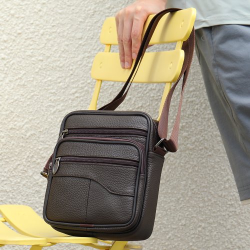 Imagen de WESTAL bolso de piel de vaca bolso de hombre bolso Vertical de hombre bolso de negocios Casual bolso cruzado de cuero coreano bolso de hombre