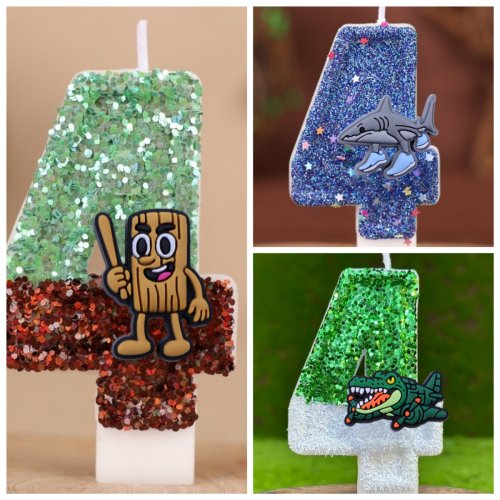 Immagine di Candele Digitali Numeriche da 0 a 9 con Design Animale Astratto – Decorazioni per Torte di Compleanno per Bambini, Accessori per Feste Tematiche di Cartoni Animati