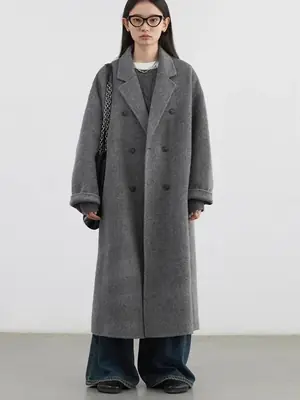 Image de Manteau en Laine Double Boutonnage Femme - Style Rétro Élégant