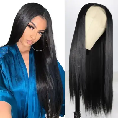 Image de Perruque Lace Front Synthétique Longue & Naturelle - Sans Colle
