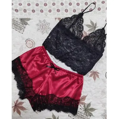 Image de Lingerie Dentelle 2 Pièces - Pyjama Babydoll Élégant