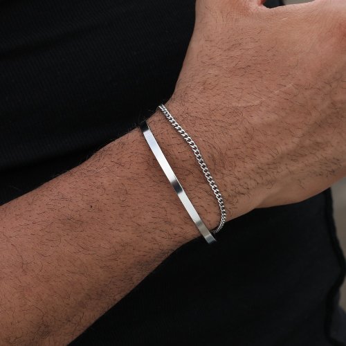 Immagine di Bracciale Cubano in Acciaio Inox 3mm - Stile Hip Hop Maschile