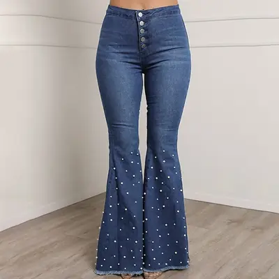 Image de Jeans Évasés Femme Taille Haute - Style Vintage Décontracté