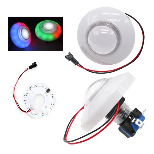 Bild von Leuchtender Arcade-Button mit Mikroschalter – Bunter Knopf für Puppenmaschine, 76 mm, DC 12V